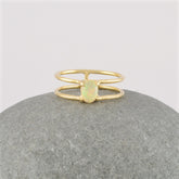 Genuine Opal Ring - 5x7mm Gemstone Ring - 925 Silver - 18k Gold - Huge Oval Ring- Gift for Her - Jewelry for Protection